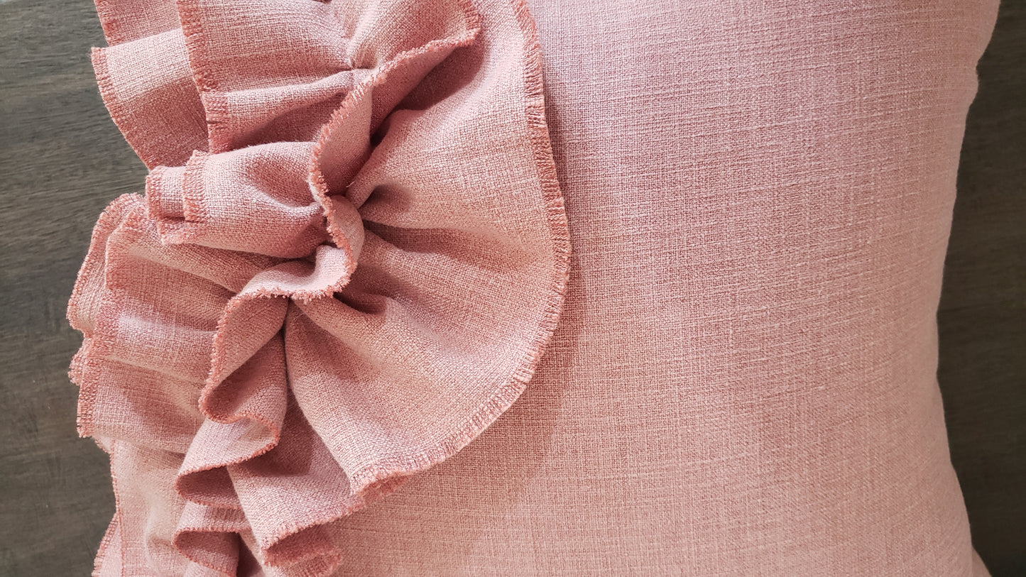 Ruffled Pink Blush Decorative Throw Pillow.  Pink cushion Covers.