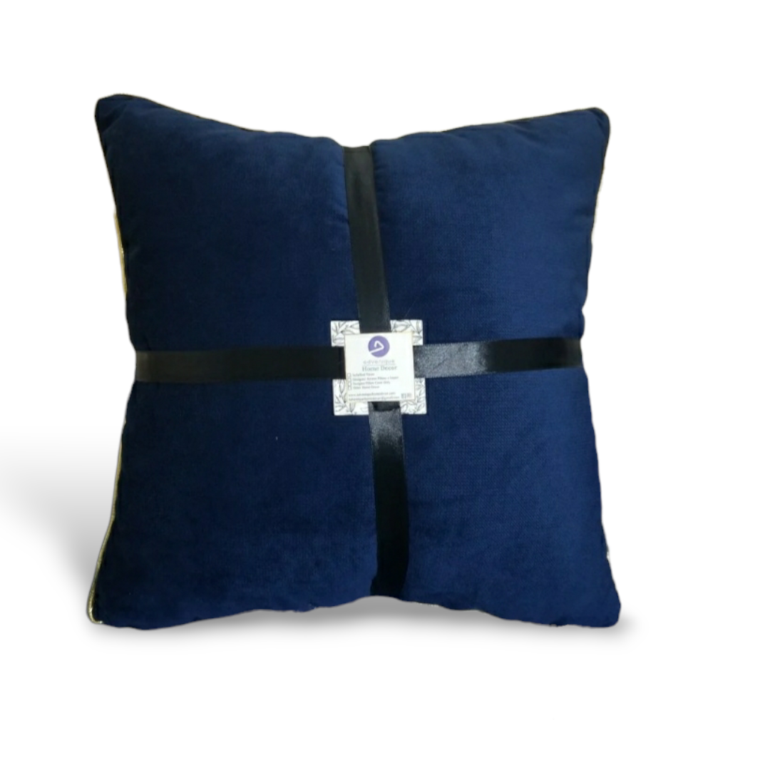 She's Royal indeed.  Shop our Royal Blue designer Microfiber throw pillow with gold trim.  Royal blue cushions are for those with an opulent decor pallet.