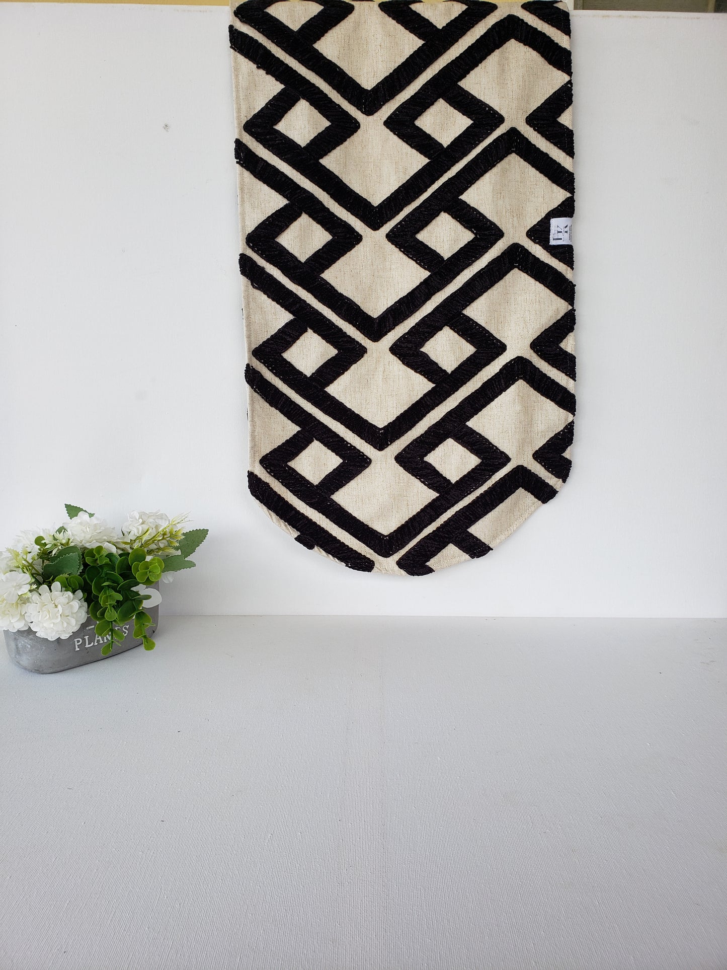 Melonoid Reversible Black and Ivory Table Runner