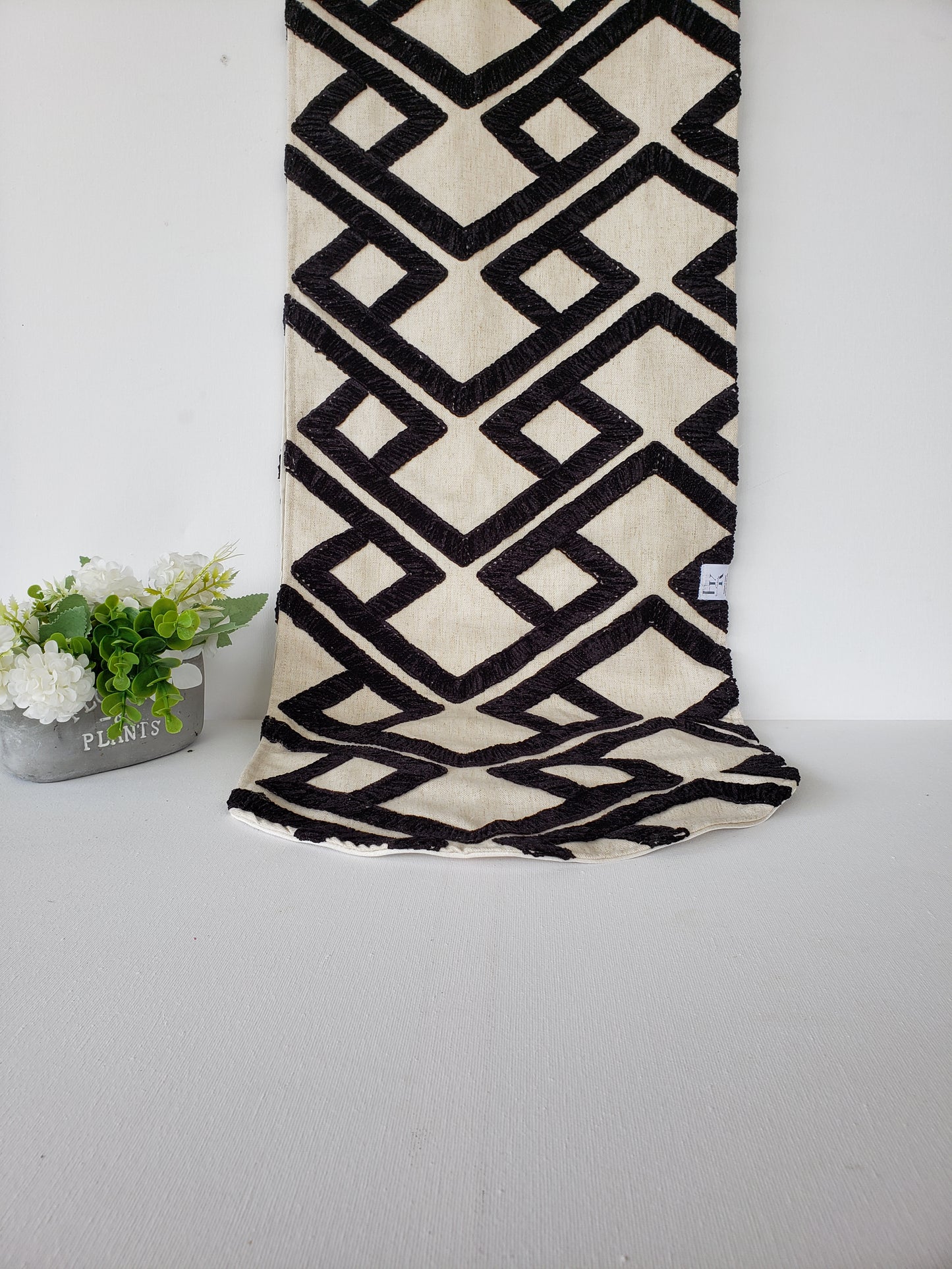 Melonoid Reversible Black and Ivory Table Runner