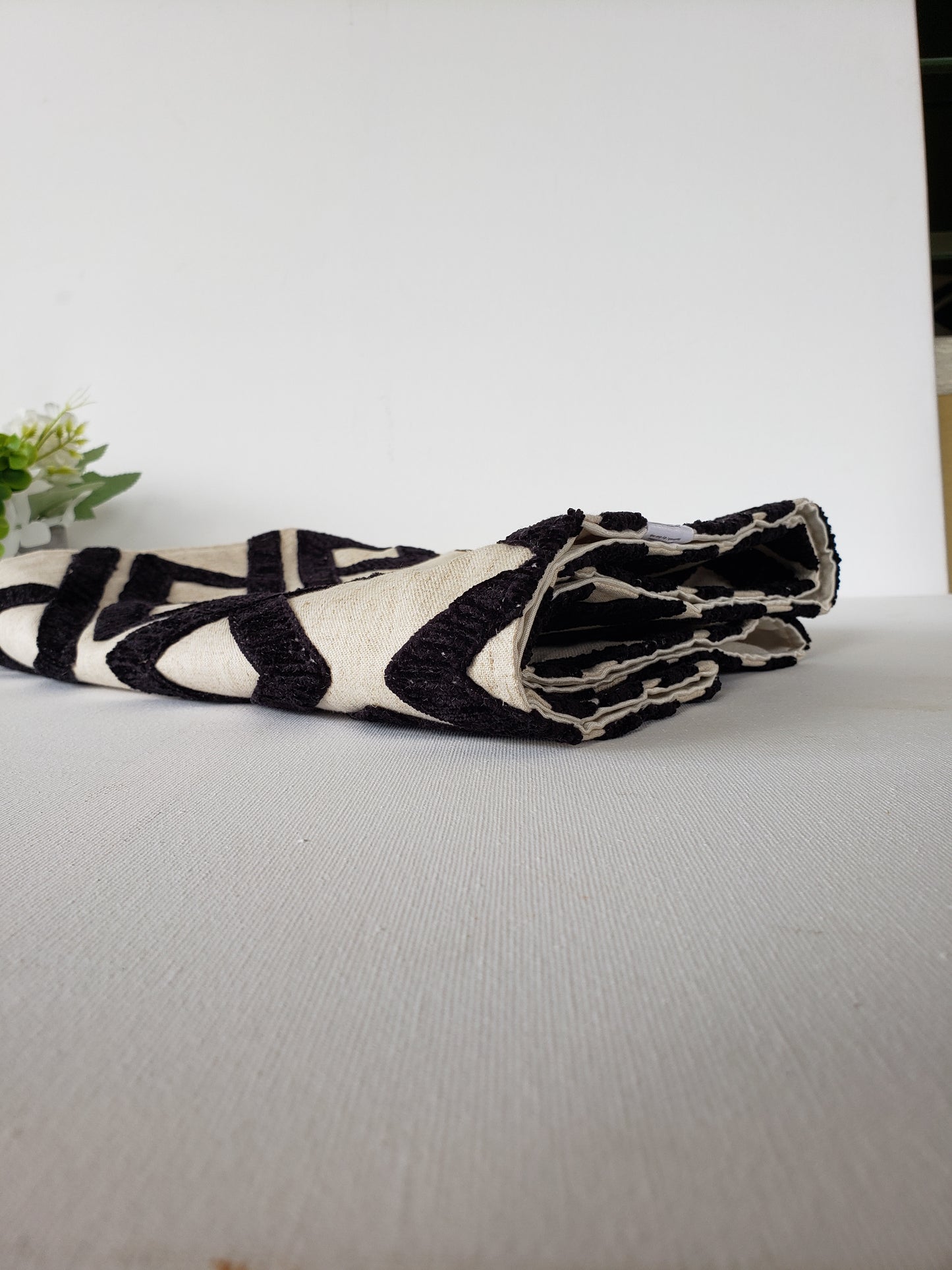 Melonoid Reversible Black and Ivory Table Runner