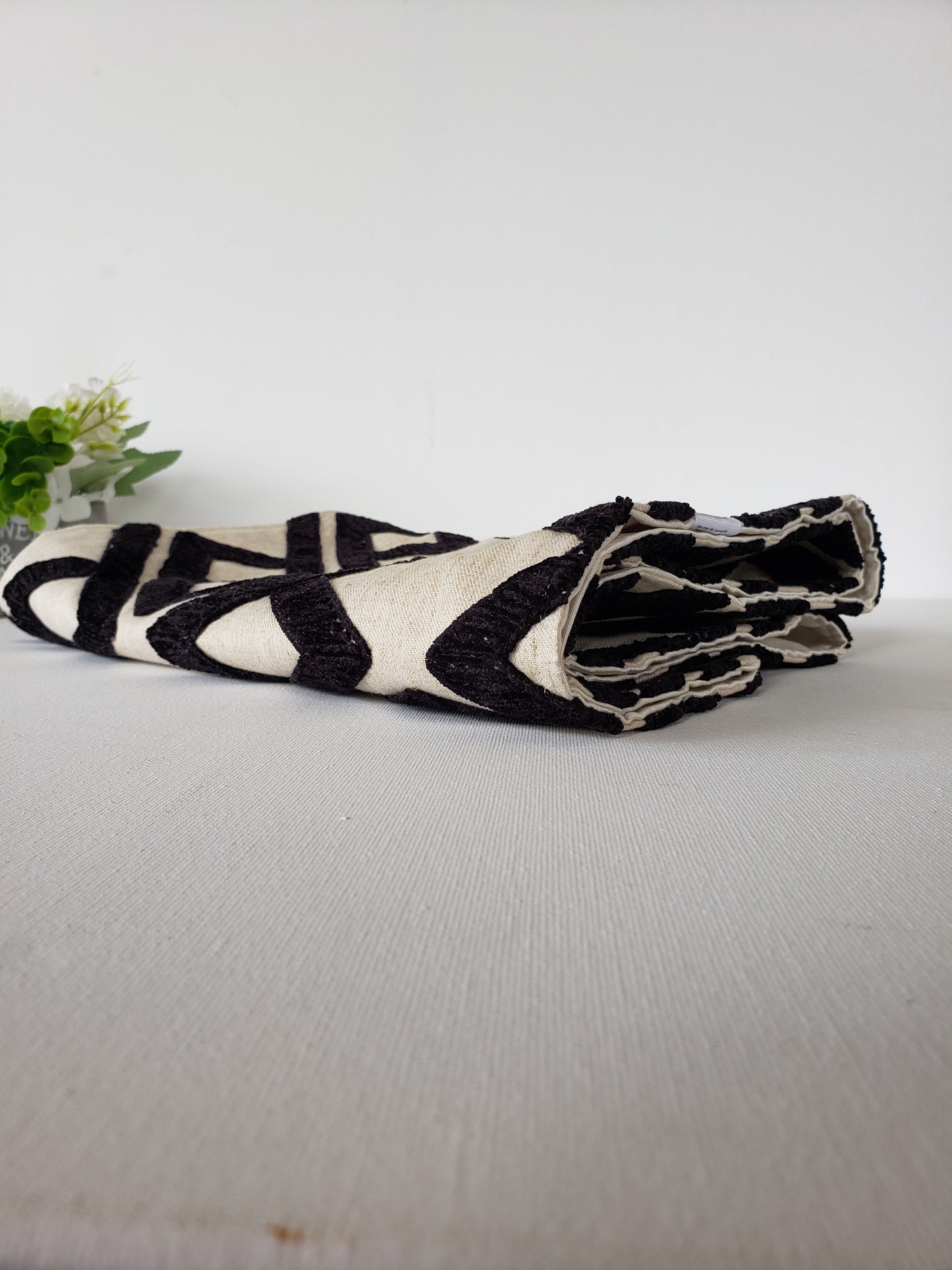 Melonoid Reversible Black and Ivory Table Runner