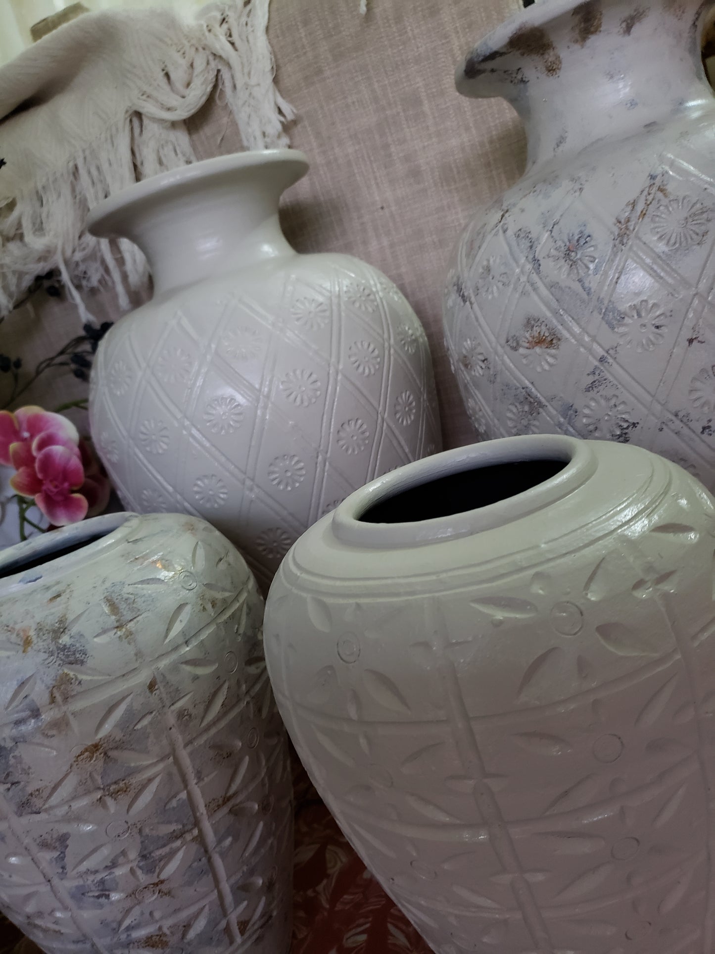 Shop our unique rustic handpainted vase for your home. Luxury clay pot for your design project. Jamaica 