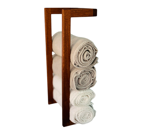 Wooden wall Mounted towel Rack.  Towel Shelf.