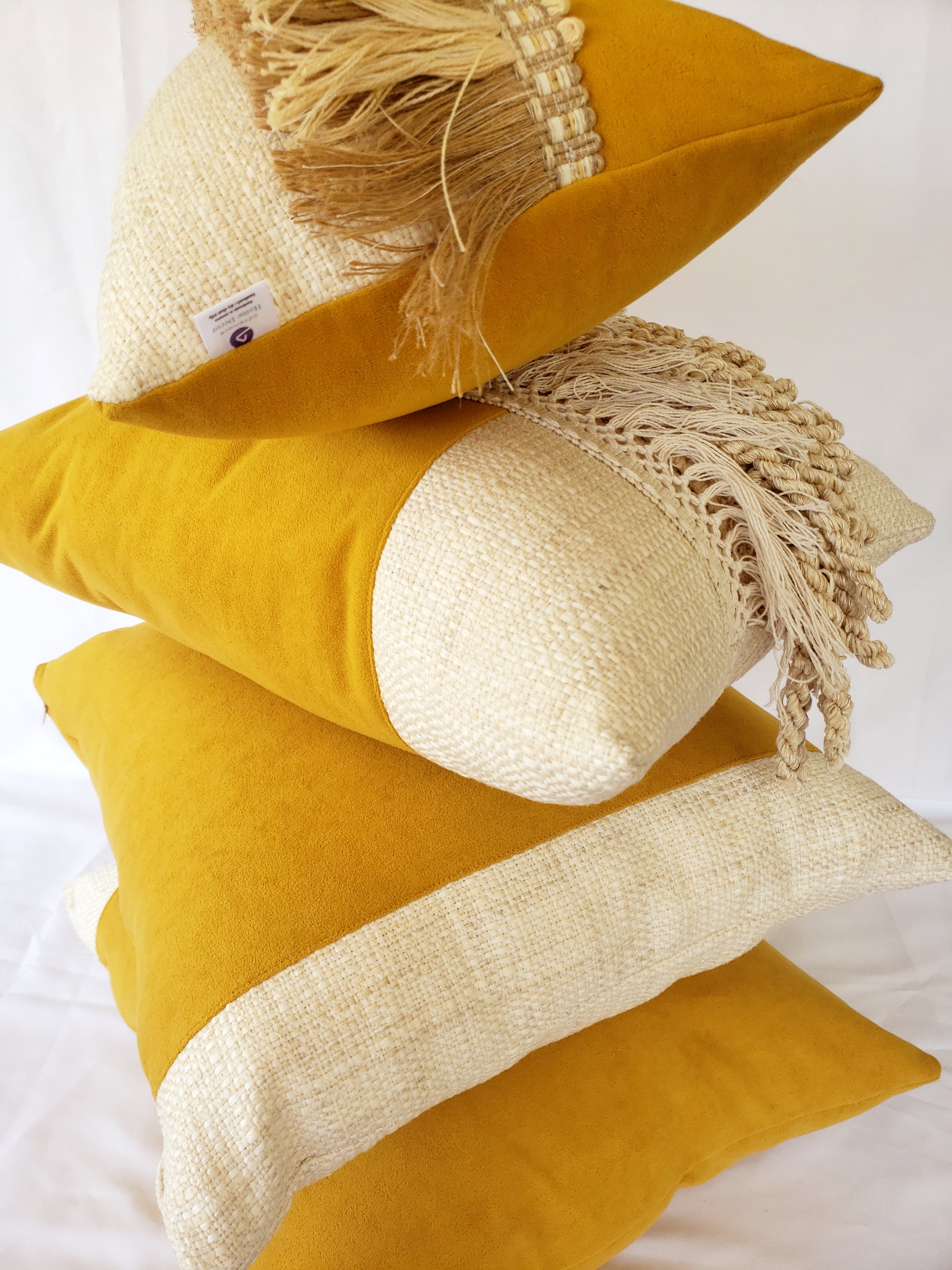 Experience the ultimate luxury with our Fiokim Mustard Deluxe tassels Lumbar Pillow Cover. Made from a soft, suede-like designer fabric in striking mustard yellow, this reversible cushion cover will add a touch of elegance to any room. The double-stitched and sealed edges ensure durability and the ivory and beige tassel accent adds a charming touch. Elevate your home decor with our must-have reversible lumbar pillow cover.
Advenique Home Decor pillows and throws 