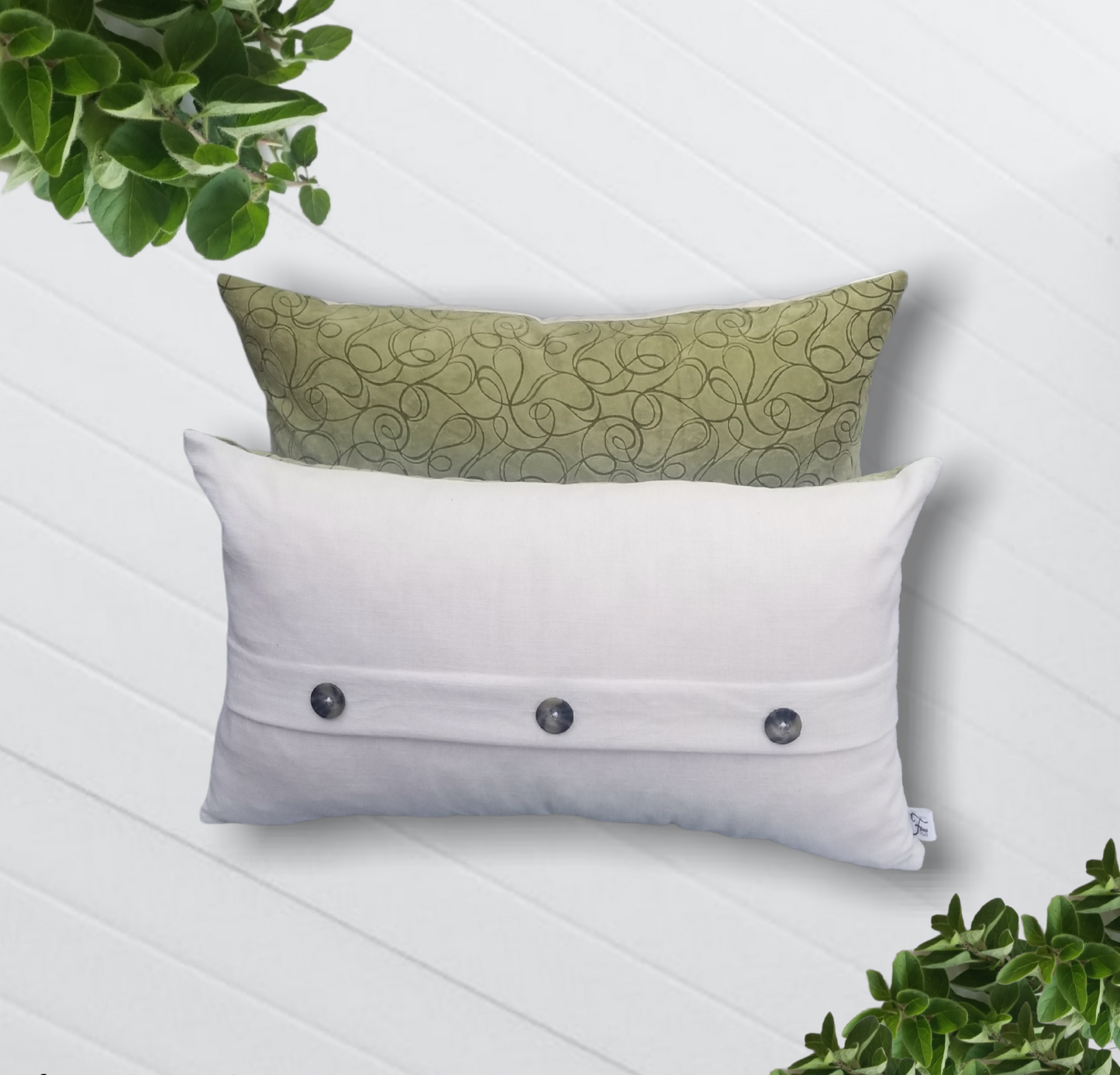 Luxury 15x26 Ivory and Green Lumbar Accent Pillow - Advenique Home Decor