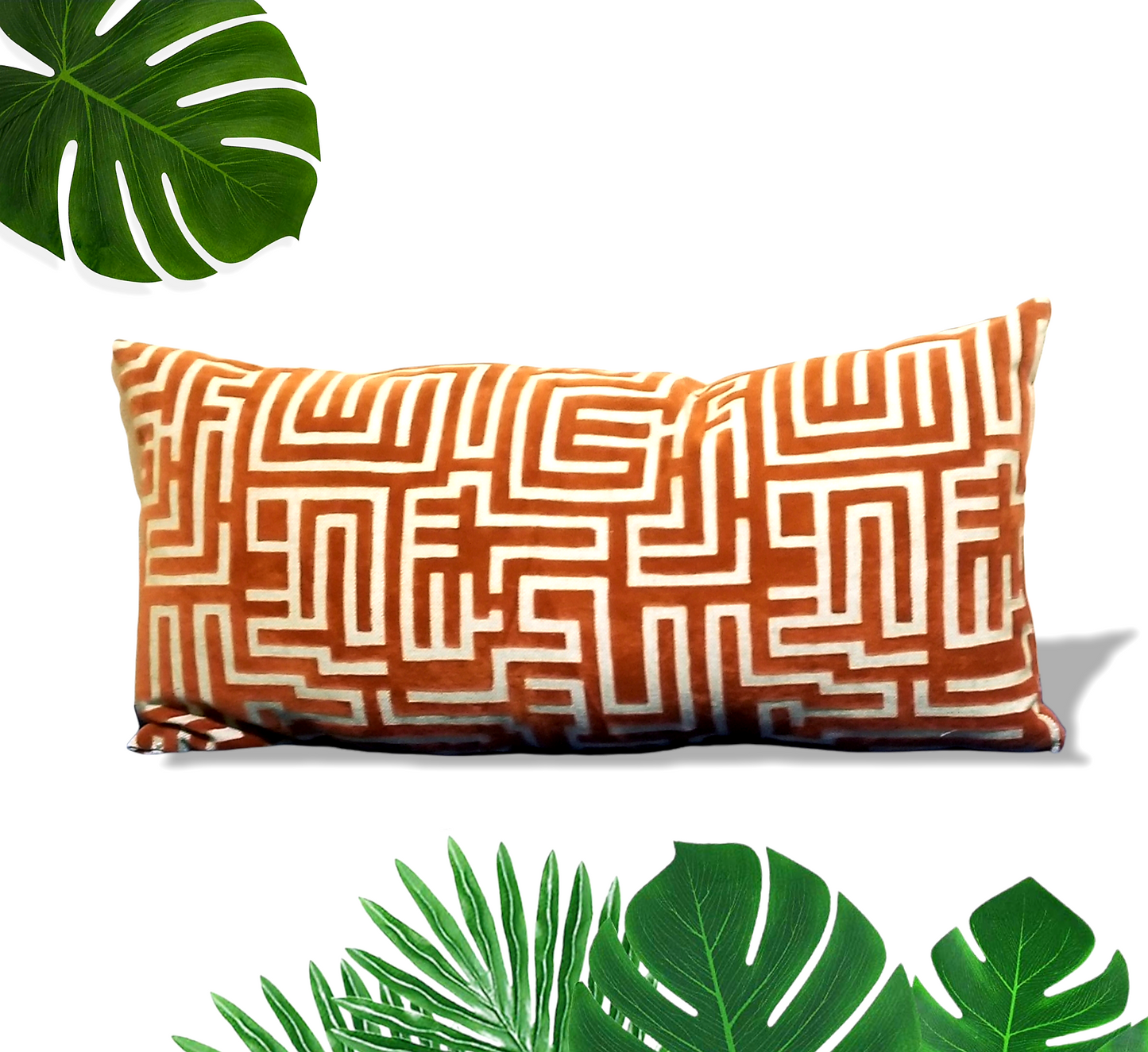 Modern Geometric microfiber throw pillow Orange and Taupe  for your bedroom - Advenique Home Decor