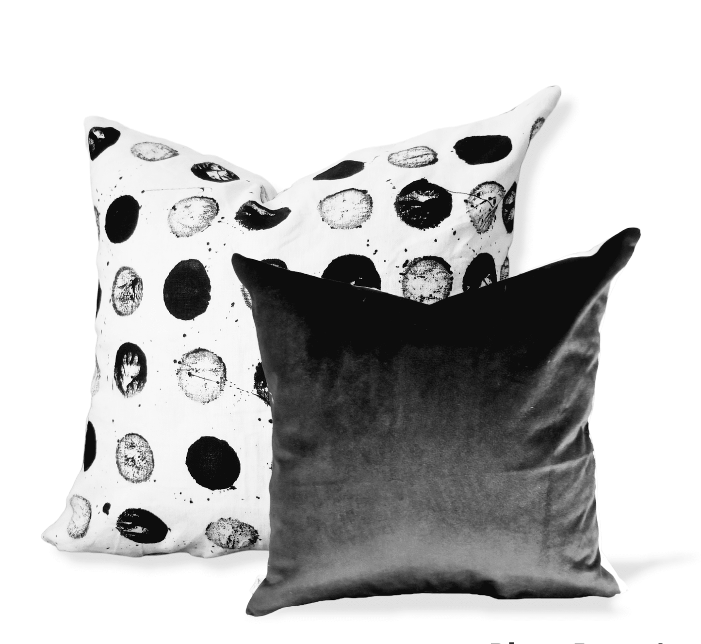 Pair of black and white designer throw pillows from advenique home decor.  Shop luxury decorative pillows and cushions for your bedroom, living room or any room.  Get great deals on high end accent pillows and cushions.