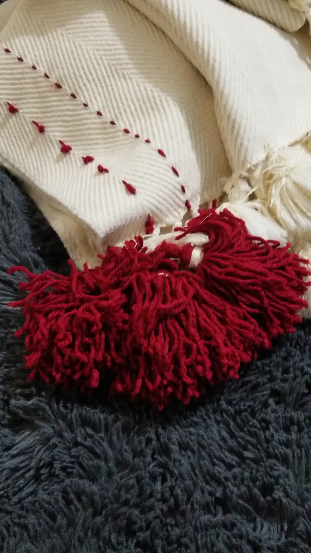 Complete your look with this elegant sofa throw  made from luxurious woven fabric soft to the touch for your comfort.  Red and Beige Luxury designer throw  runner scarf  on sale