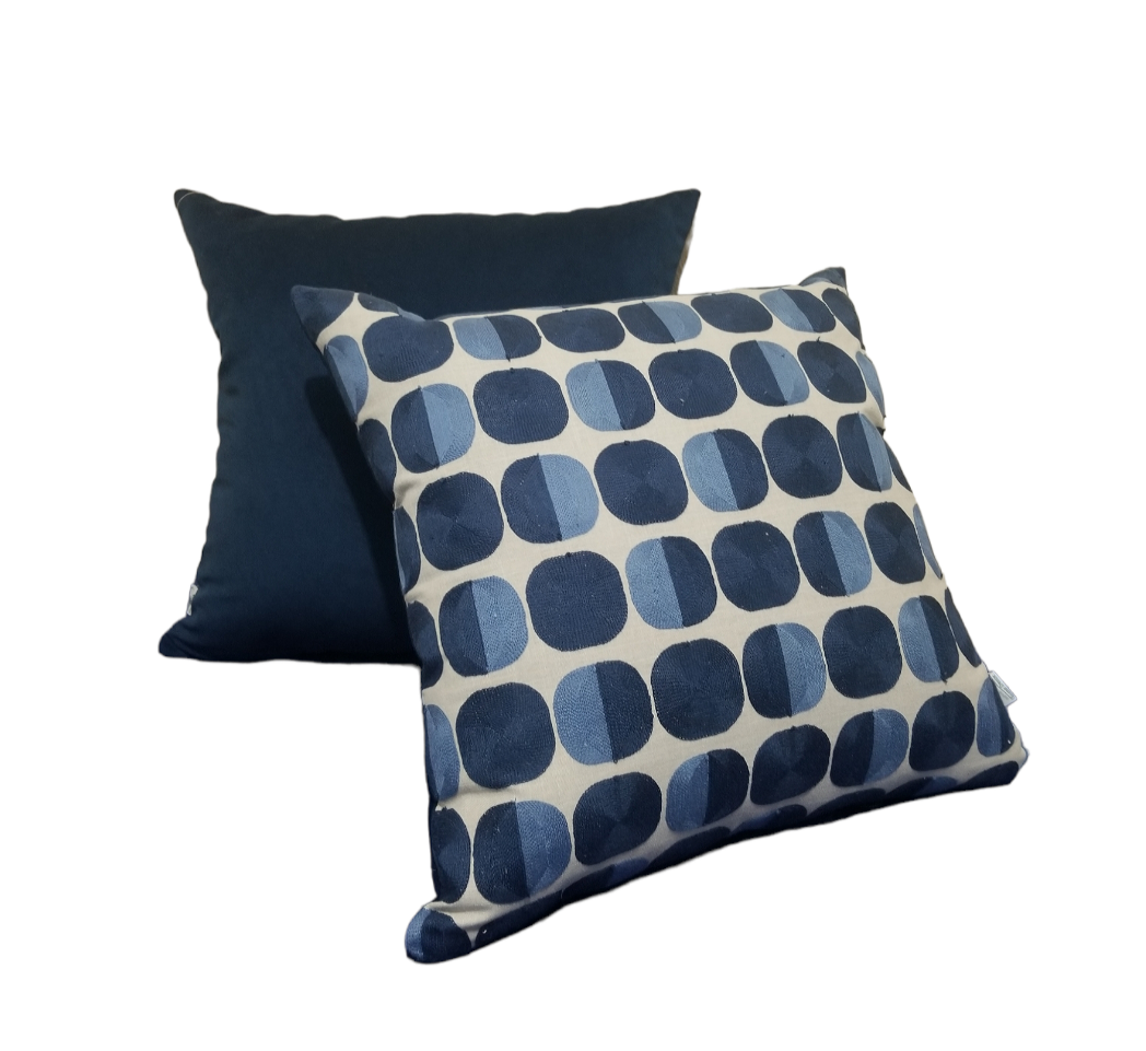Geometric Blue Decorative Designer Throw Pillow. Shop Advenique Home Decor for all your High end decorative throw pillows and get international shipping.