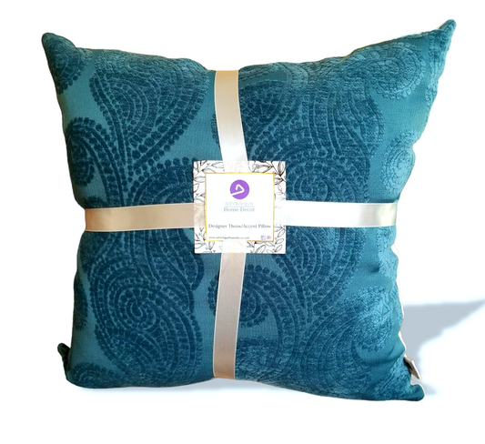 Lux Teal Decorative Designer Pillow.    A Fiona Kimberly design that is ship local and internationally. Shop decorative throw pillows and cushions, Jamaica, United States, United Kingdom, Canada and the Caribbean.  For the best in unique high  end home decor pieces shop Advenique Home Decor.  See all the latest in interior Design trends, how to stuff and place your pillows design tips and more.