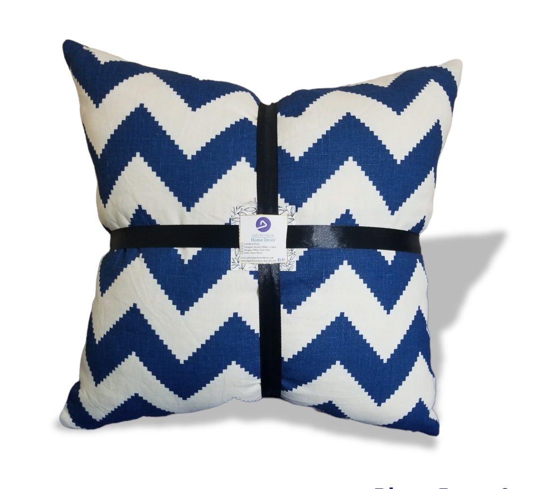 Our Jonathan Adler Marine Blue Chevron Decorative Pillow adds that exquisite look to you guest bedroom or living room sectional.  It's simply yet elegant Blue color goes great with other throw pillow designs.  Get this beautiful custom throw pillows by Fiona Kimberly Today!  Advenique Home Decor offers international and local shipping to the United States, Jamaica, Canada, UK and the Caribbean.